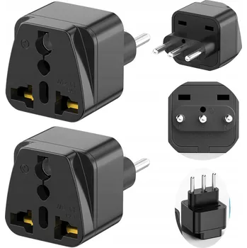 Cestovní adaptér EU typ L černý s uzemněním 2 ks