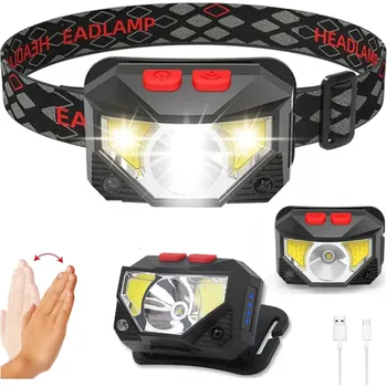 Čelovka VÝKONNÁ ČELOVKA LED VODĚODOLNÁ USB S ČIDLEM POHYBU