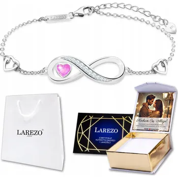 Náramek Stříbrný náramek s růžovým kubickým Zirkon nekonečné srdce STŘÍBRO 925