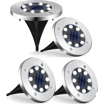 Venkovní osvětlení Solární zahradní světla zemní 8 LED lampy 4ks zapichovací do země 13 cm