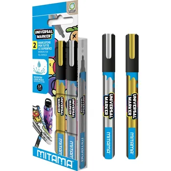 MITAMA popisovač UNI 2,5mm zlato-stříbro 2ks