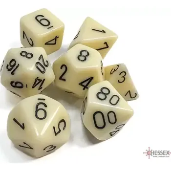 Hrací kostka Set 7 RPG kostek - slonovinové s černými čísly (Chessex)