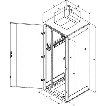 Rozvaděč Triton 19" rozvaděč stojanový 47U/800x900, perforované dveře, černá barva, nosnost 400Kg