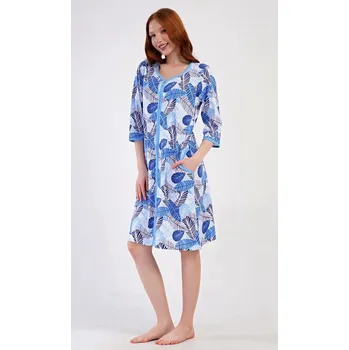 Dámské šaty Dámské domácí šaty s tříčtvrtečním rukávem Julie - modrá - 4XL