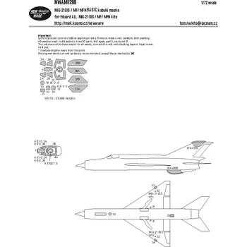Plastikový model 1/72 Mask MiG-21 bis/MF/MFN BASIC (EDUARD)
