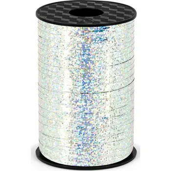 Stuha Stuha plastová holograficky stříbrná 5 mm, délka 225 m