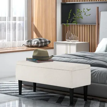 Lavice s úložným prostorem 95x38x45 cm | krémová