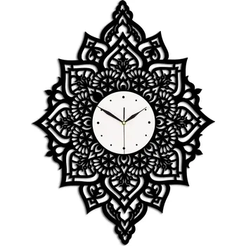 Hodiny VELKÉ DEKORATIVNÍ NÁSTĚNNÉ HODINY, MANDALA, VERTIKÁLNÍ, TICHÉ, RUČNÍ VÝROBA, 19 BAREV