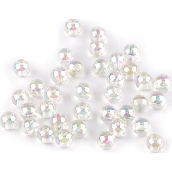 Korálek Plastové korálky duhové Ø8 mm Varianta: 7 krémová nejsvět., Balení: 10 g