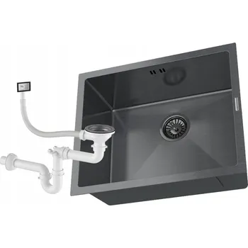 Granitový dřez Jednokomorový granitový dřez Granitan BARI ocel černý