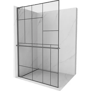 Mexen Kioto+ L sprchová stěna s policí Walk-in 90 x 200 cm, černý vzor, gun metal - 800-090-123-95-78 Sprchové stěny