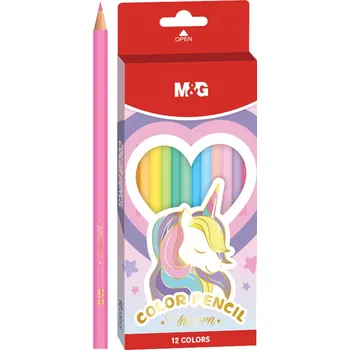 Pastelka Šestihranné pastelky M&G Unicorn - sada 12 kusů