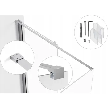 Vrták NASTAVITELNÁ VZPĚRA KABINY 30-120 CM PRO SKLO 6-8 MM CHROMOVÁ S RELINGEM