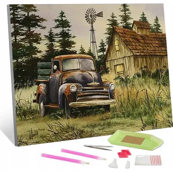 Diamantové malování 5D Diamantové malování DIY, 30 x 40 cm Hnědý náklaďák akryl