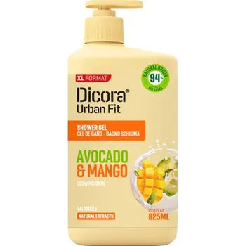 Koupelová kosmetika Dicora Urban Fit vitamin E Mango & Avocado sprchový gel mango & avokádový olej 825 ml