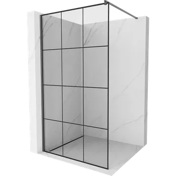 Mexen Kioto sprchová stěna Walk-in 120 x 200 cm, černá mřížka 8 mm, gun gray kartáčovaný - 800-120-101-66-77 Sprchové stěny