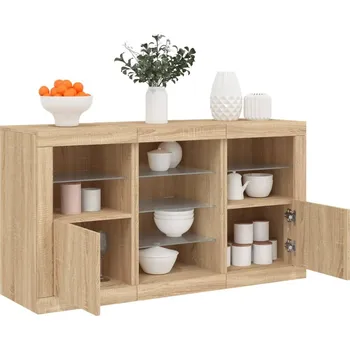 přebalovací pult a komoda Příborník s LED osvětlením dub sonoma 123 x 37 x 67 cm Hnědá3209081