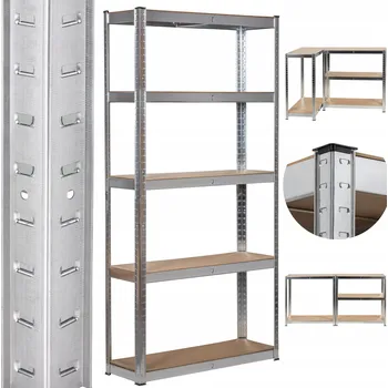 Dílenský regál Kovový skladový regál Dooc 180 x 90 x 30 cm, nosnost 175 kg na polici