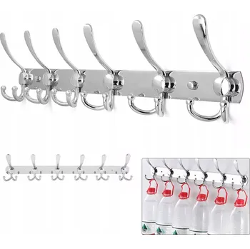 Věšák VĚŠÁK NA OBLEČENÍ NA ZEĎ S TYČÍ A 6 HÁČKY - VĚŠÁK DO PŘEDSÍNĚ