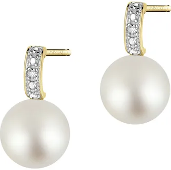 Náušnice Zlaté náušnice s diamanty a perlami - ryzost 585 - 203.186