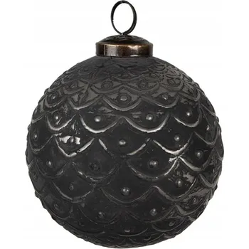 Vánoce Černá skleněná vánoční vánoční koule s vlnami a tečkami Karlijn - 10x10 cm