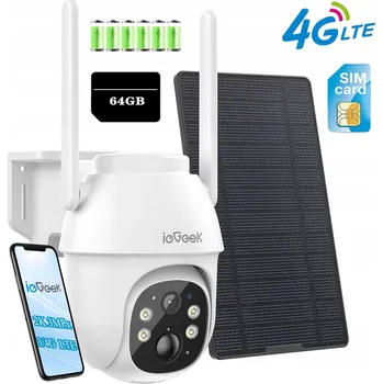 Bezpečnostní kamera Kopulovitá (dome) IP kamera ieGeek 3G/4G SIM 2K 3MPx 64GB KARTĘ 3 Mpx