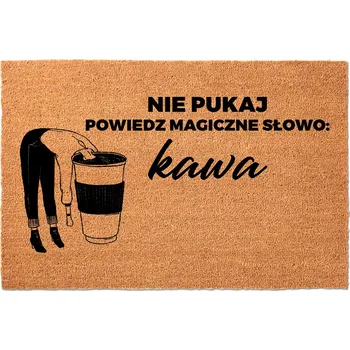 VSTUPNÍ ROHOŽKA 40X60 KOKOSOVÝ HIT HUMOROVÝ NÁPIS KOUZELNÉ SLOVO: KÁVA