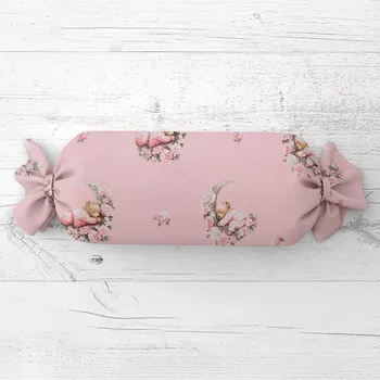 Dekorativní polštářek Dětský polštář válec bonbon Sandra SA-626 Spící medvídci na růžovém 15x80 cm