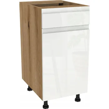 Komoda Skříňka šuplík box 40 FREZO Dub Evoke čelo Bezúchytkové Bílý Lesk