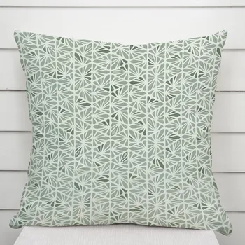 Povlak na dekorativní polštářek Bavlněný povlak na polštář Sandra SA-627 Pastelově zelená mozaika na bílém 35 x 45 cm