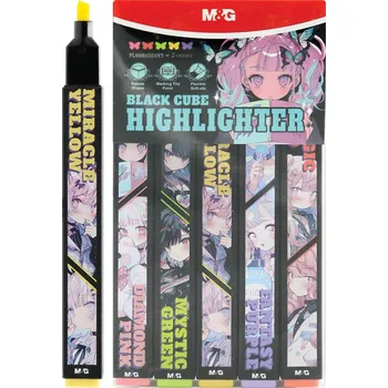 Zvýrazňovač Zvýrazňovač Black Cube fluorescenční M&G Pink Fantasy (sada 5 barev)