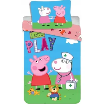 Povlečení Sada povlečení prasátko Peppa 140 x 200 cm, vícebarevné, zip
