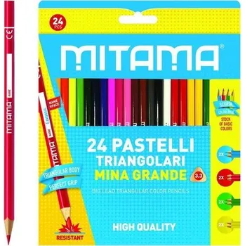 Výtvárné potřeby Barevné pastelky 24ks, trojhranné, MITAMA 61992 ,balení 24 ks 564529