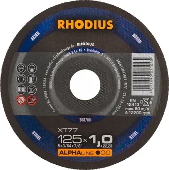 Řezný kotouč Řezný kotouč na kov 125x1,0 Rhodius XT77 Alpha