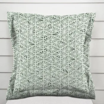 Povlak na polštářek Bavlněný povlak na polštář s lemem Sandra SA-627 Pastelově zelená mozaika na bílém 50 x 60 cm