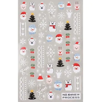 samolepka 3D Samolepky na nehty Zimní sněhové vločky Medvídek R152