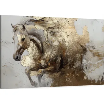 Obraz Obraz na plátně ABSTRAKTNÍ KŮŇ VE ZLATÉ BARVĚ do obýváku ložnice 70x50 cm