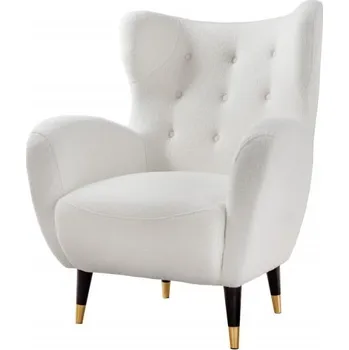 Křeslo Moderní buklé křeslo Bolte s bílým potahem a kovovými nožičkami 106cm