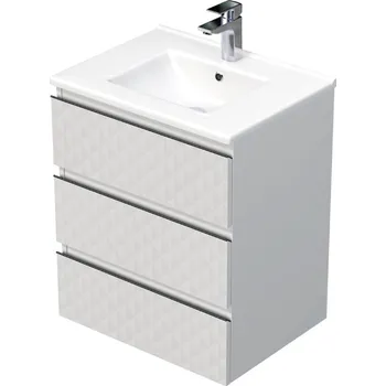 Koupelnový nábytek SAT Koupelnová skříňka s umyvadlem SAT Cube Way 60x71x46 cm bílá mat CUBE3D603ZBMOD CUBE3D603ZBMOD