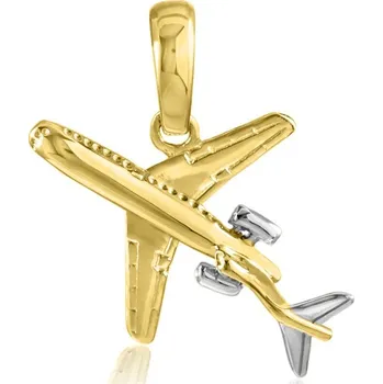 Přívěsek GEMMAX Zlatý přívěsek Letadlo – zlatý šperk ryzosti 585/1000 v Dárkovém balení s Certifikátem GUPCN-28781