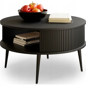 Konferenční stolek Konferenční stolek ČERNÝ Lamely Kulatý VERLO 76 cm Loft Moderní PREMIUM