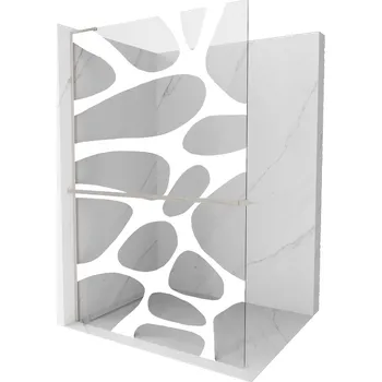 Mexen Kioto+ L sprchová stěna s policí Walk-in 80 x 200 cm, bílá vlna, kartáčovaný nikl - 800-080-123-97-97 Sprchové stěny