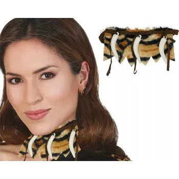 Náhrdelník CHOKER JESKYNĚNÍ ŽENA VÁLEČNICE JESKYNĚNÍK DOBA KAMENNÁ 43 CM PLES