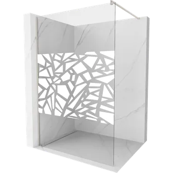 Mexen Kioto sprchová stěna Walk-in 140 x 200 cm, bílý vzor 8 mm, kartáčovaný nikl - 800-140-101-97-85 Sprchové stěny