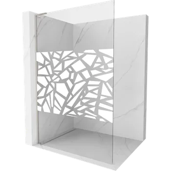 Mexen Kioto L sprchová stěna Walk-in 110 x 200 cm, bílý vzor, kartáčovaný nikl - 800-110-103-97-85 Sprchové stěny