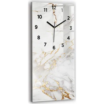 Hodiny Minimalistické Vertikální Skleněné Foto Hodiny na Zeď Mramorový dekor 30x60 cm