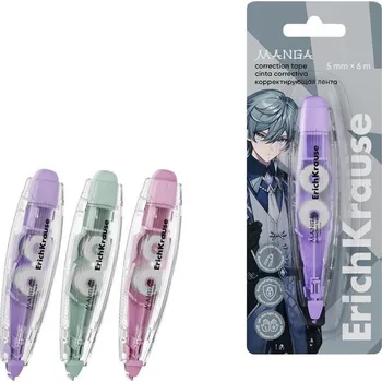 Korekční prostředek Korekční páska ErichKrause Spin Manga - 5 mm x 6 m, mix barev