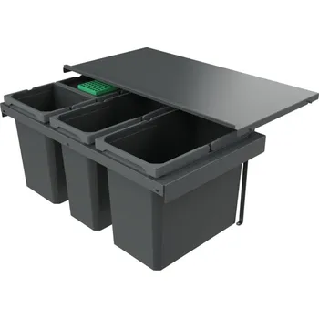 Odpadkový koš Cox Stand-UP® 350 S/800-4, Systém sběru odpadu, s bio víkem, antracit, H 350 mm