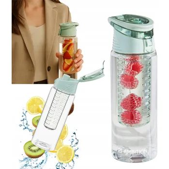 Láhev LÁHEV NA VODU S VLOŽKOU NA OVOCE, LED, S NÁUSTKEM, BRČKEM A SÍTKEM LAHEV NA PITÍ