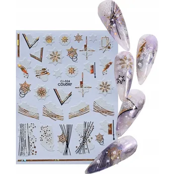 samolepka Vánoční 3D Samolepky na nehty SNĚHOVÉ VLOČKY E109